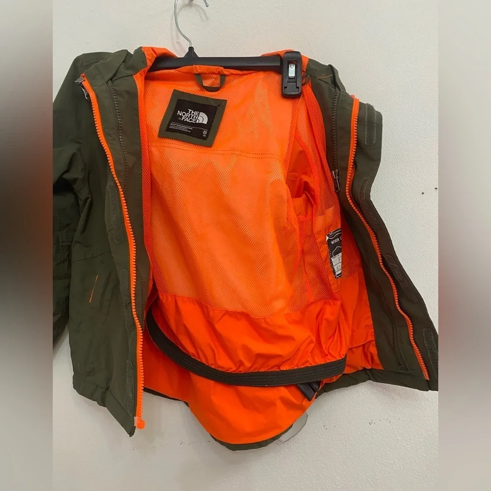 The North Face Olive Jacket with Orange Highlights